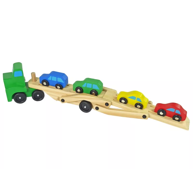LEAN TOYS Camion in legno verde con mattoncini