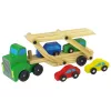 LEAN TOYS Camion in legno verde con mattoncini