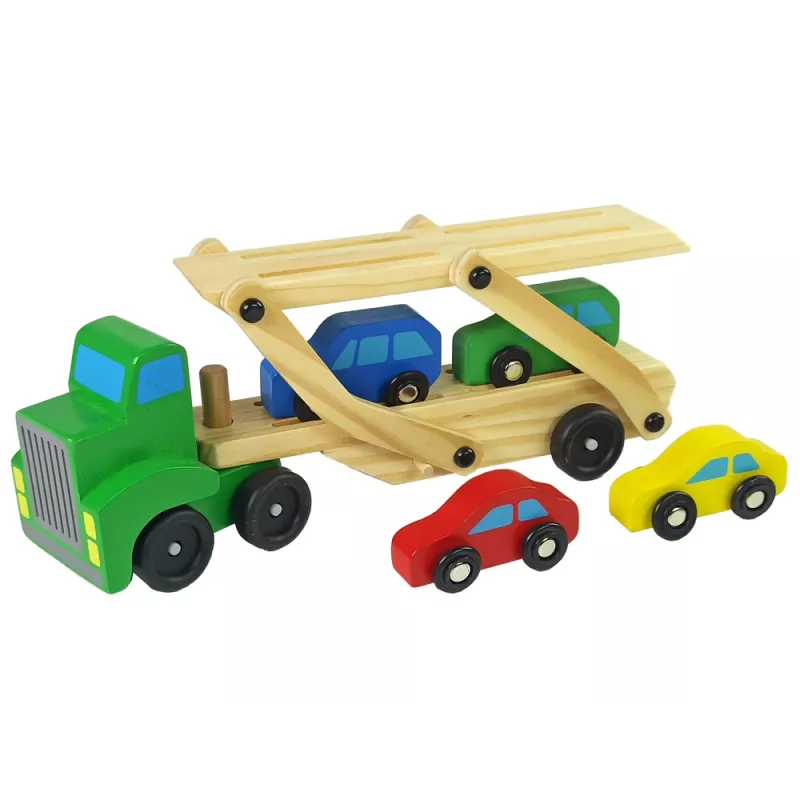 LEAN TOYS Camion in legno verde con mattoncini