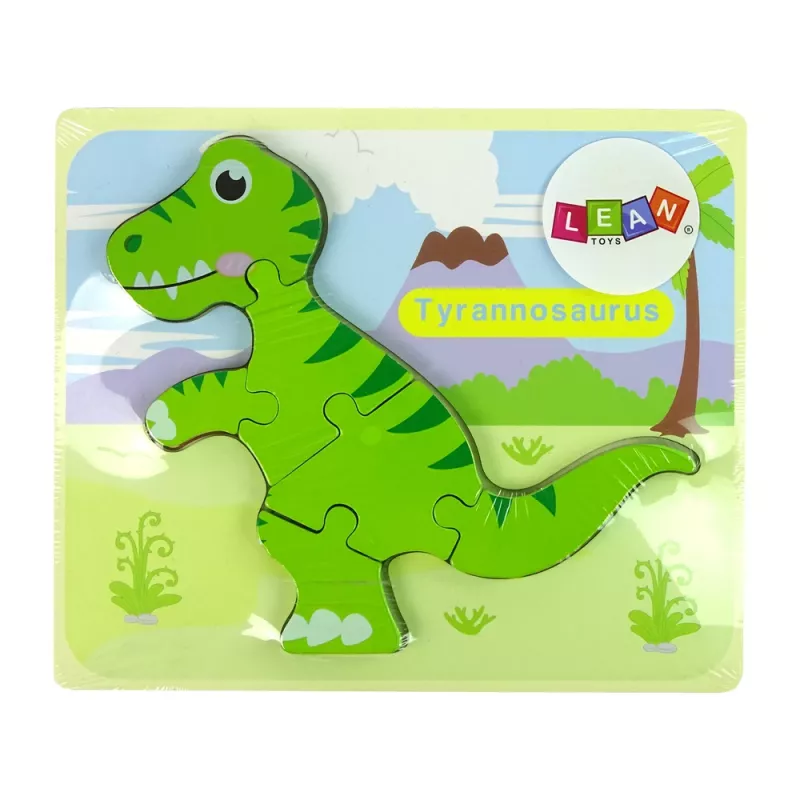 LEAN TOYS Puzzle in legno dinosauro isanosauro verde