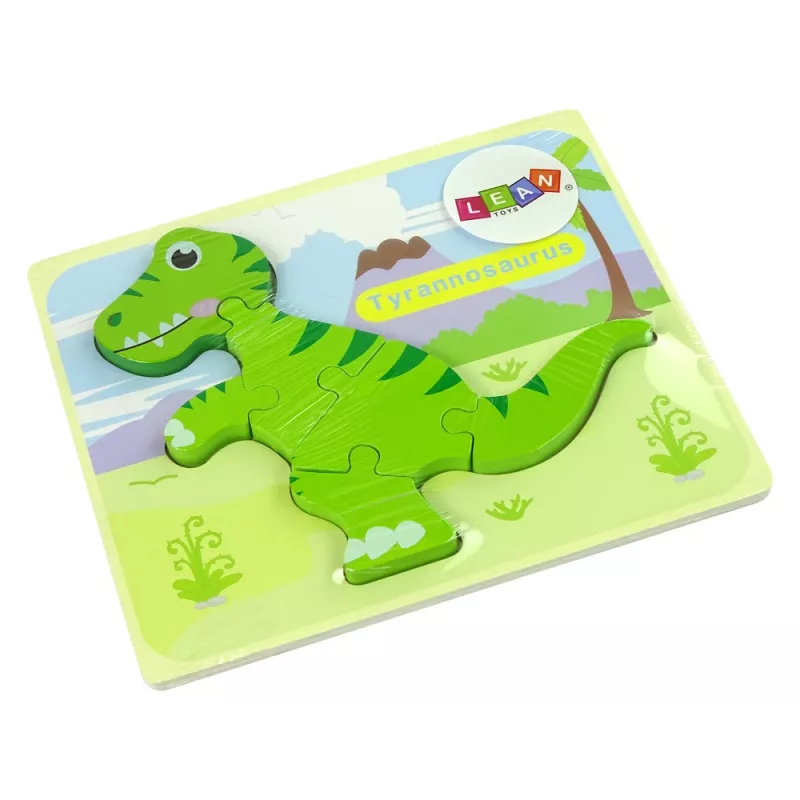 LEAN TOYS Puzzle in legno dinosauro isanosauro verde