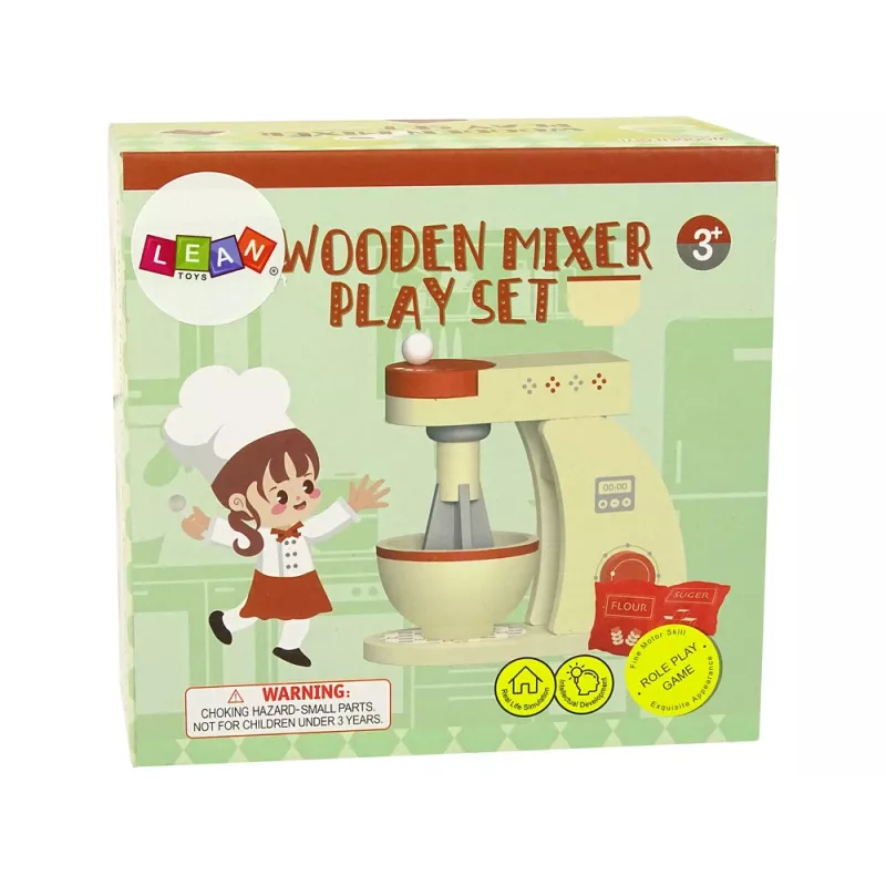 LEAN TOYS Robot da cucina mixer in legno accessori per bambini