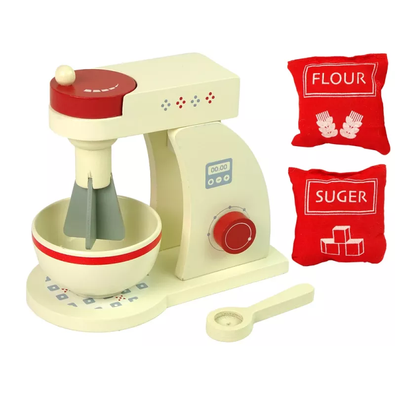 LEAN TOYS Robot da cucina mixer in legno accessori per bambini
