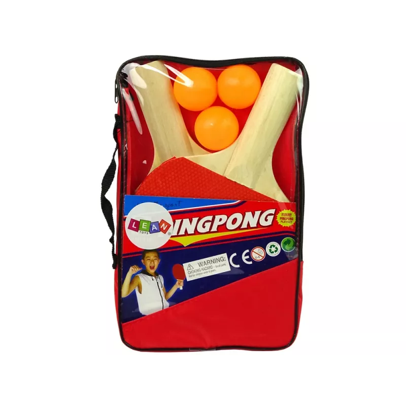 LEAN TOYS Racchette da ping pong in legno con 3 palline e custodia