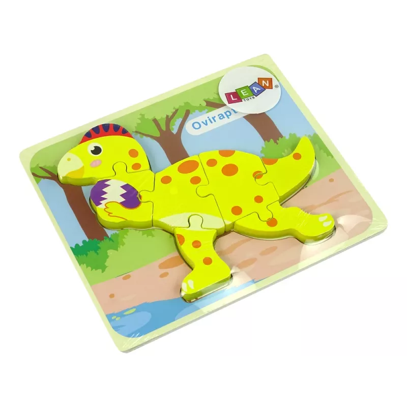 LEAN TOYS Puzzle in legno dinosauro stegosauro giallo
