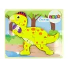 LEAN TOYS Puzzle in legno dinosauro stegosauro giallo