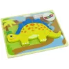 LEAN TOYS Puzzle in legno dinosauro stegosauro giallo