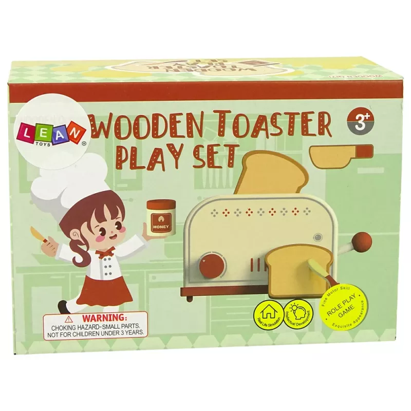 LEAN TOYS Toaster in legno accessori cucina colazione bambini