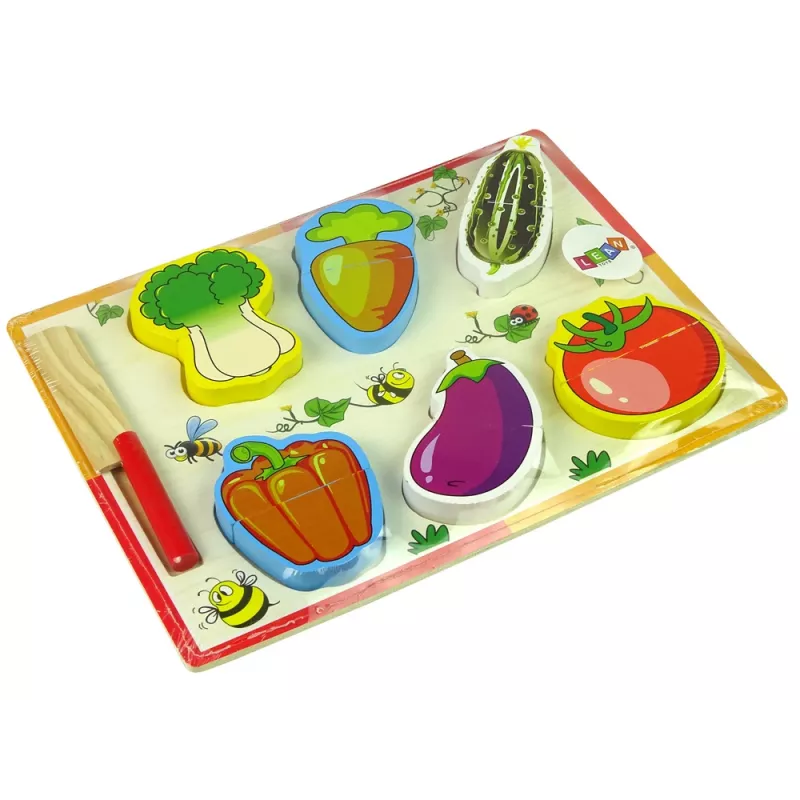 LEAN TOYS Set in legno per tagliare verdure 6 pezzi pomodoro peperone cetriolo