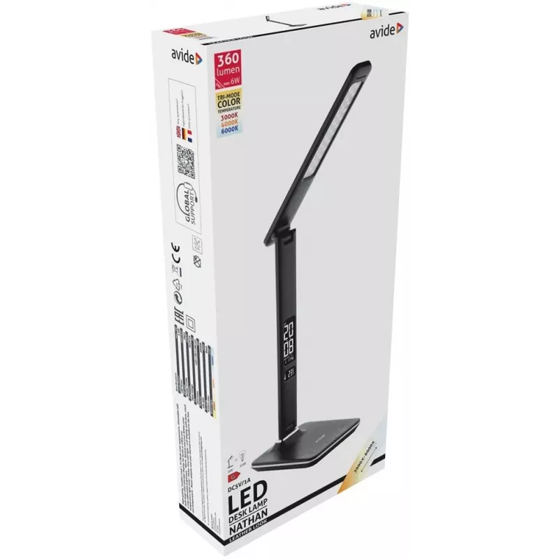 Avide lampada da scrivania LED ufficio calendario nero 6W 350lm