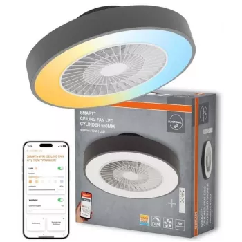LEDVANCE SMART WIFI Ventilatore da soffitto CYL REM 76W D550T - Ventilatore da soffitto smart con luce LED integrata, Tunable White, telecomando e controllo tramite app
