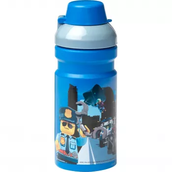 LEGO City Borraccia 390 ml blu con beccuccio in silicone morbido e tappo semitrasparente, PP/silicone, 1 pezzo (40561735)