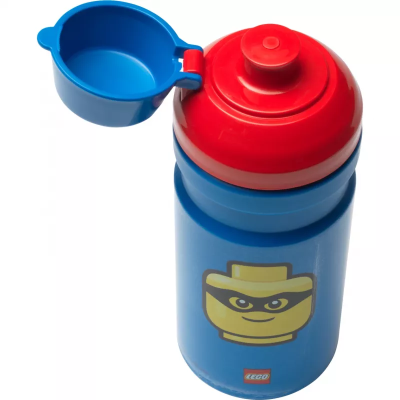 LEGO Iconic borraccia 390 ml blu con beccuccio in silicone e tappo semitrasparente