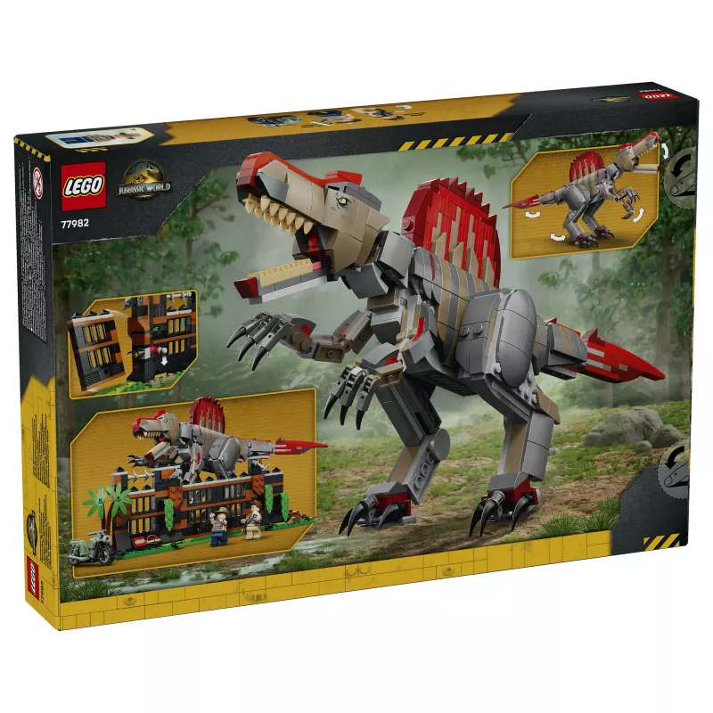 LEGO Jurassic World 77982 Fuga dello Spinosauro, set di costruzioni con moto e 2 minifigure (820 pezzi, 9+ anni)