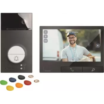 LEGRAND Bticino Flex'ONE kit videocitofono con postazione esterna LINEA 3000 e monitor interno CLASSE 300X, 1 tasto, nero 363943