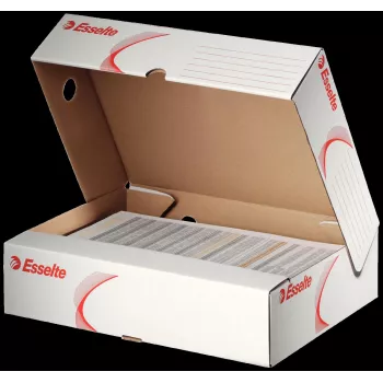 LEITZ 128004 scatola archivio A4 dorso 80 mm bianco/rosso cartone, confezione da 25