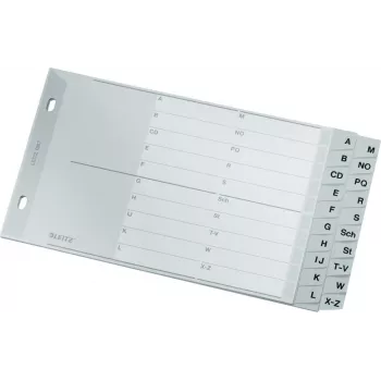LEITZ Rubrica A-Z, A5 orizzontale, polipropilene, grigio, 20 parti, con copertina in cartone personalizzabile 1267-00-00