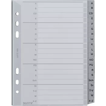 LEITZ A-Z rubrica A5 polipropilene 20 sezioni grigio con copertina in cartone personalizzabile 1265-00-00