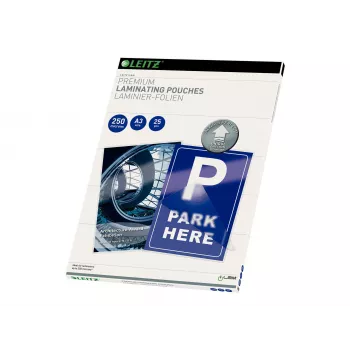LEITZ A3 Pellicole di laminazione lucide 250 micron cristallo trasparente, confezione da 25 (7491-00-00)