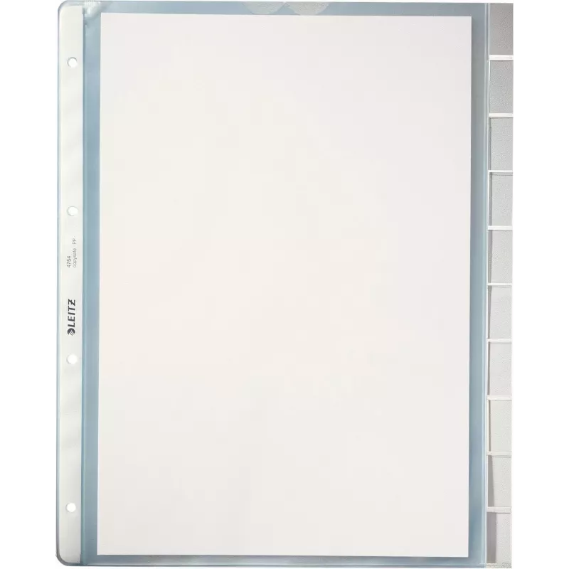 LEITZ A4 raccoglitori a linguette da 10 pezzi, polipropilene trasparente, aperti sopra, con linguette per etichettatura 4754-00-03