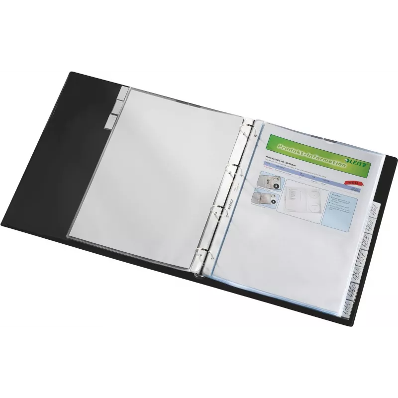 LEITZ A4 raccoglitori a linguette da 10 pezzi, polipropilene trasparente, aperti sopra, con linguette per etichettatura 4754-00-03