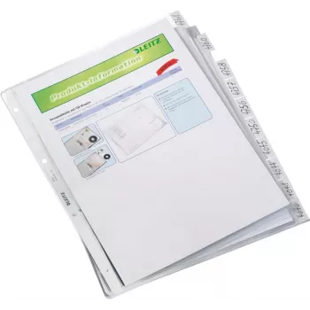 LEITZ A4 raccoglitori a linguette da 10 pezzi, polipropilene trasparente, aperti sopra, con linguette per etichettatura 4754-00-03