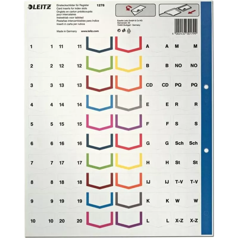 LEITZ A4 raccoglitori in plastica extra larghezza, 20 pezzi, foratura universale, bianco traslucido 1278-00-00
