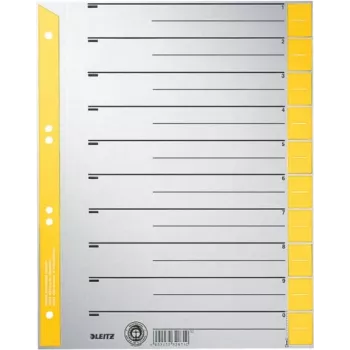 Separatori A4 extra-large LEITZ in cartoncino kraft, 230 g/m², grigio con linguette bianche gialle, set da 10 pezzi 1652-00-15