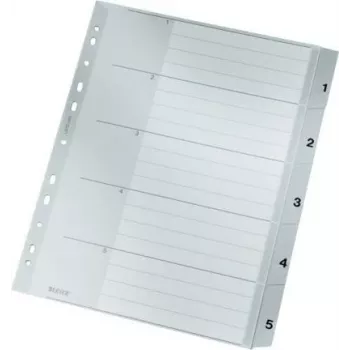 LEITZ A4 Extra Wide divisori in PP con indice 1-5, grigio con copertina scrivibile 1283-00-85