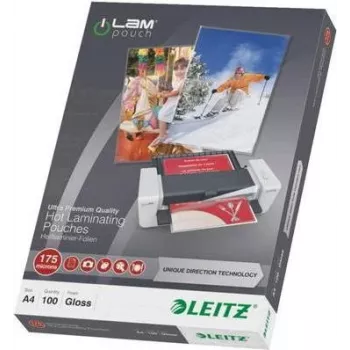 Leitz pellicole di laminazione A4, lucide cristalline, 100 micron, confezione da 100 7483-00-00