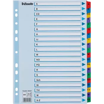 Esselte A4 Mylar Indice A-Z, 20 parti, multicolore (100167)