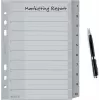 LEITZ indice in plastica A5, numerato 1-10, grigio, 10 parti, polipropilene, 0,12 mm, con copertina personalizzabile 1285-00-00