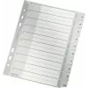 LEITZ indice in plastica A5, numerato 1-10, grigio, 10 parti, polipropilene, 0,12 mm, con copertina personalizzabile 1285-00-00