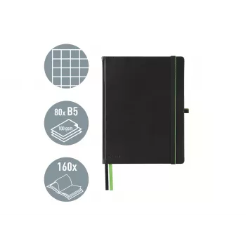 LEITZ Complete quaderno, formato iPad, a quadretti, 80 fogli carta avorio 96 g/m², effetto pelle, nero 4473-00-95