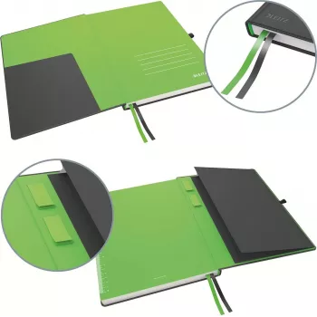 LEITZ Complete quaderno, formato iPad, a quadretti, 80 fogli carta avorio 96 g/m², effetto pelle, nero 4473-00-95