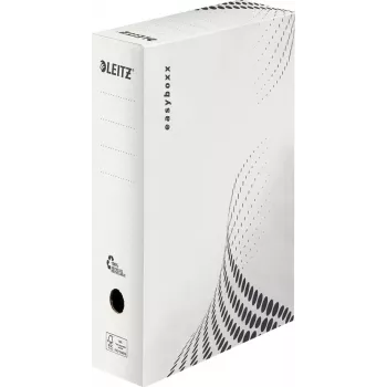 LEITZ easyboxx scatola per archivio bianca dorso 100 mm, cartone ondulato 100% riciclato, doppie alette di chiusura, confezione da 25 (6132-00-00)