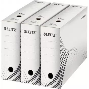 LEITZ easyboxx scatola per archivio bianca dorso 100 mm, cartone ondulato 100% riciclato, doppie alette di chiusura, confezione da 25 (6132-00-00)