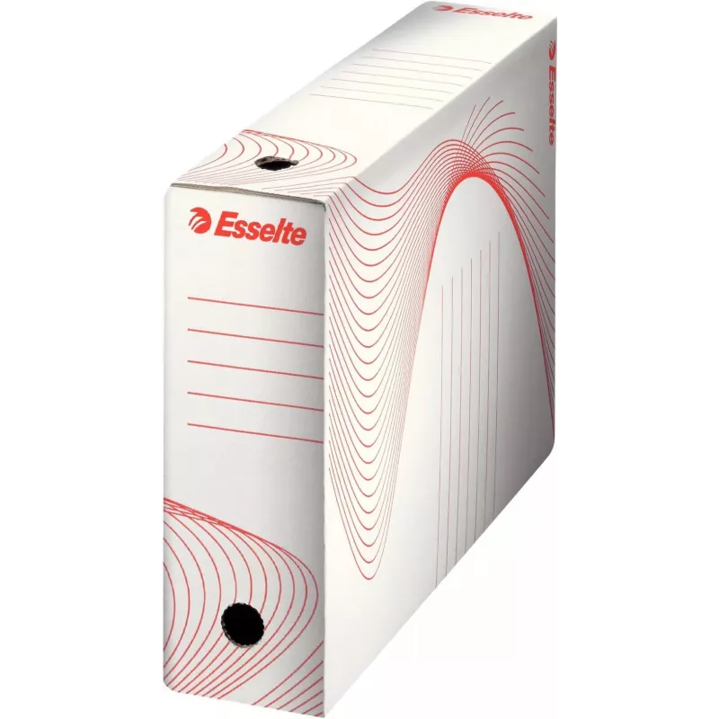 LEITZ Esselte scatola archivio, dorso 100 mm, cartone ondulato bianco con linee prestampate per l'organizzazione (128201)