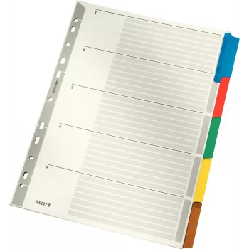 LEITZ Segnapagina in cartoncino Mylar, bianco, A4, 5 parti, linguette grigie, 160 g/m², con copertina personalizzabile 4320-00-00