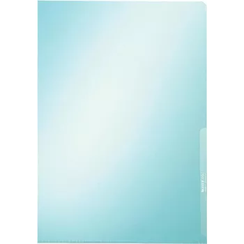 LEITZ Custodia per documenti A4 Premium, PVC, blu, 0,15 mm, aperta superiormente e lateralmente, adatta all'archiviazione, film rigido (4100-00-35)