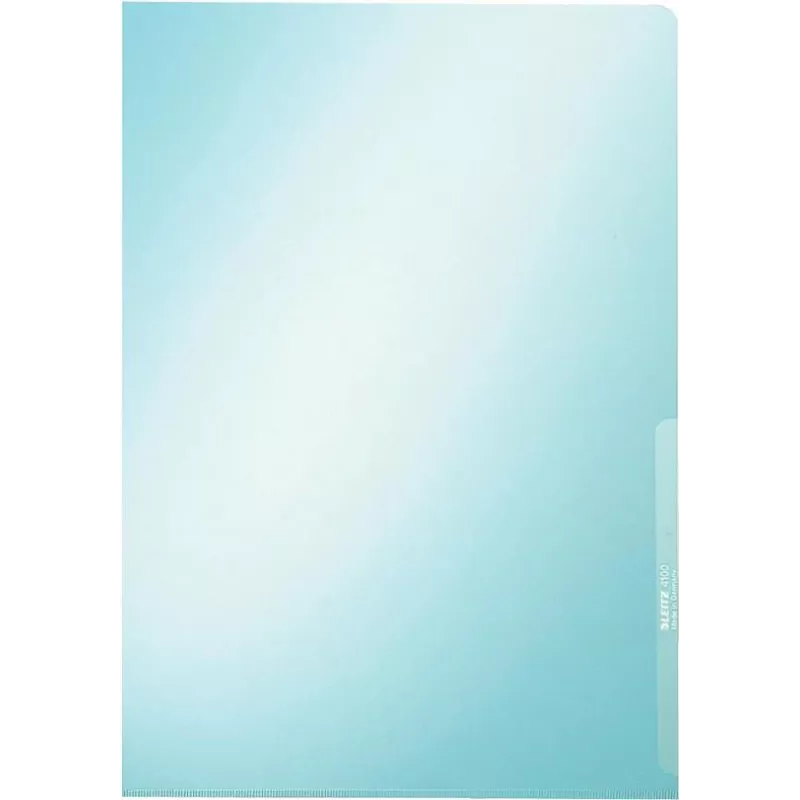 LEITZ Custodia per documenti A4 Premium, PVC, blu, 0,15 mm, aperta superiormente e lateralmente, adatta all'archiviazione, film rigido (4100-00-35)