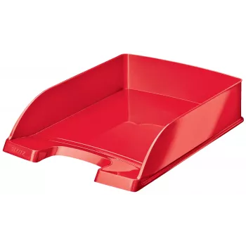 Leitz WOW vassoio portadocumenti rosso – robusta qualità premium, finitura lucida, impilabile, A4/C4/Folio