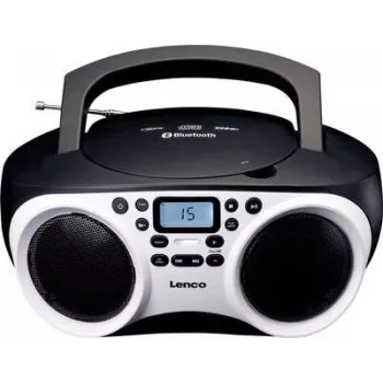 Lenco SCD-501 WH lettore CD portatile con Bluetooth, radio FM, riproduzione MP3 via USB, bianco/nero