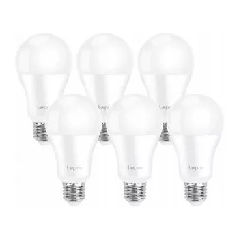 LEPRO 100080-DW-EU-6 lampada LED E27 A60 13W (equivalente 100W) 1521lm 6500K bianco luce diurna, confezione da 6 pz.