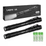 LEPRO 120023-2 Torcia elettrica confezione da 2, torcia tattica LED 1000 lumen, resistente all'acqua IPX4, fuoco regolabile, 5 modalità, alluminio aeronautico, nero