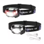 LEPRO 3200008-2 Lampada frontale LED, confezione da 2, 300 lumen, ricaricabile, IPX4, nero