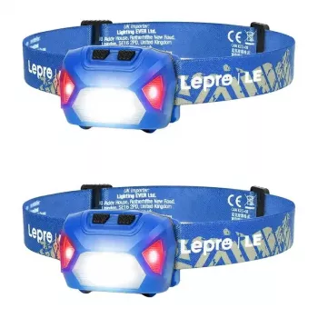 LEPRO 320014-B-2 Torcia frontale LED ricaricabile USB, 300 lm, confezione da 2