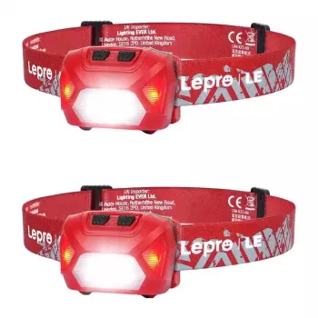 LEPRO 320014-R-2 Torcia frontale LED ricaricabile USB, 300 lm, confezione da 2