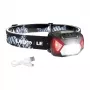 LEPRO 320014 Lampada frontale LED ricaricabile USB con spot CREE XPE, luce diffusa COB, luce rossa, IPX4 impermeabile, 300 lumen, batteria ricaricabile 1200mAh, fascia elastica regolabile - nera