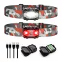 LEPRO 320023-2 Lampada frontale LED ricaricabile USB, 300 lumen, 6 modalità, IPX4, confezione da 2